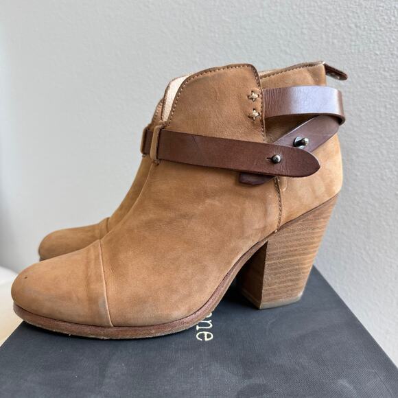 Rag & Bone Harrow Suede Ankle Boots Block Heel Camel EU 38/ 8 US - Picture 3 of 15